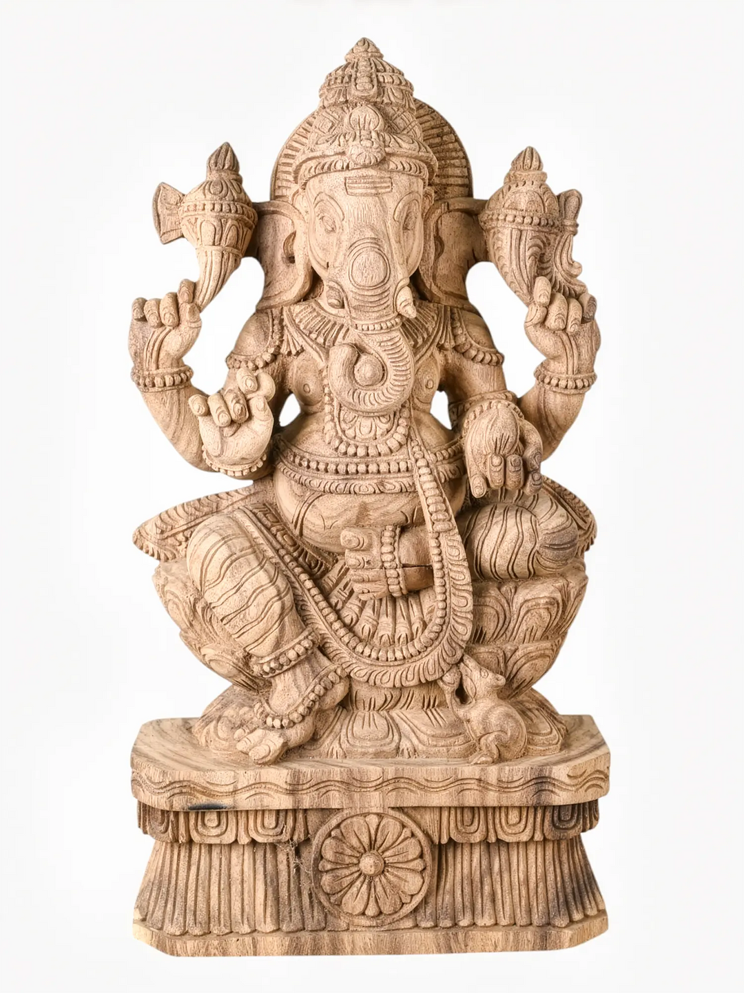 Premium handcrafted wooden Vinayagar statue for home decor and worship.