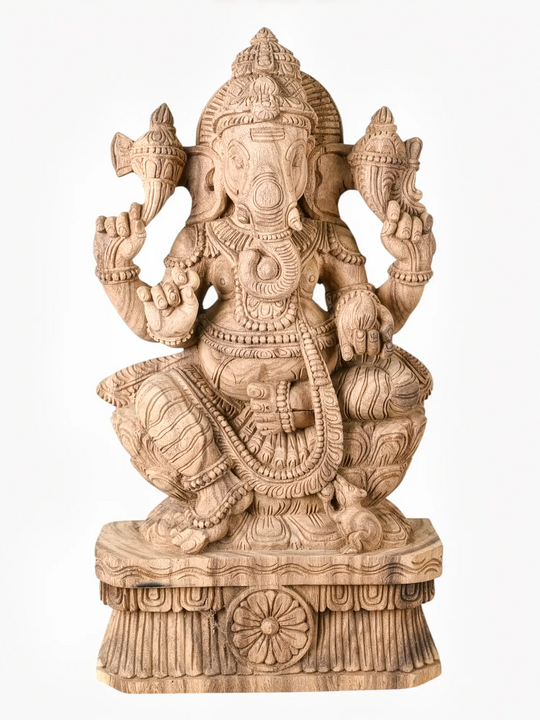 Premium handcrafted wooden Vinayagar statue for home decor and worship.