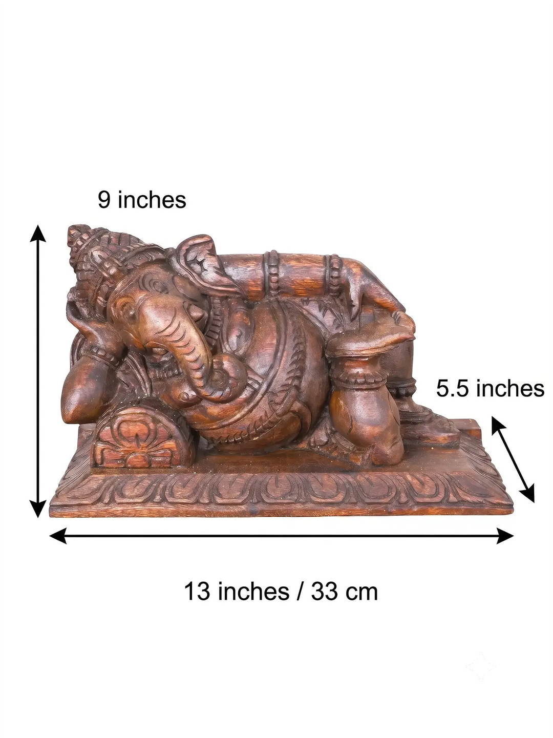 Traditional wooden Ganesh statue for luxury home decor.