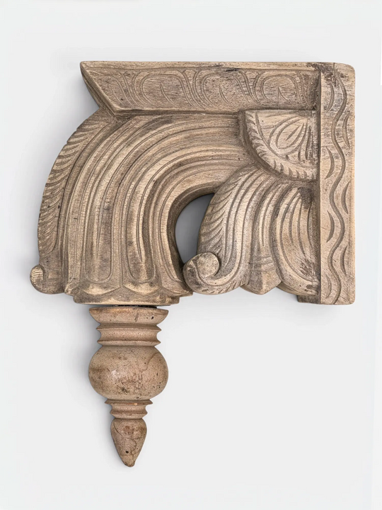 Vintage style wooden wall bracket pair handcrafted from solid wood