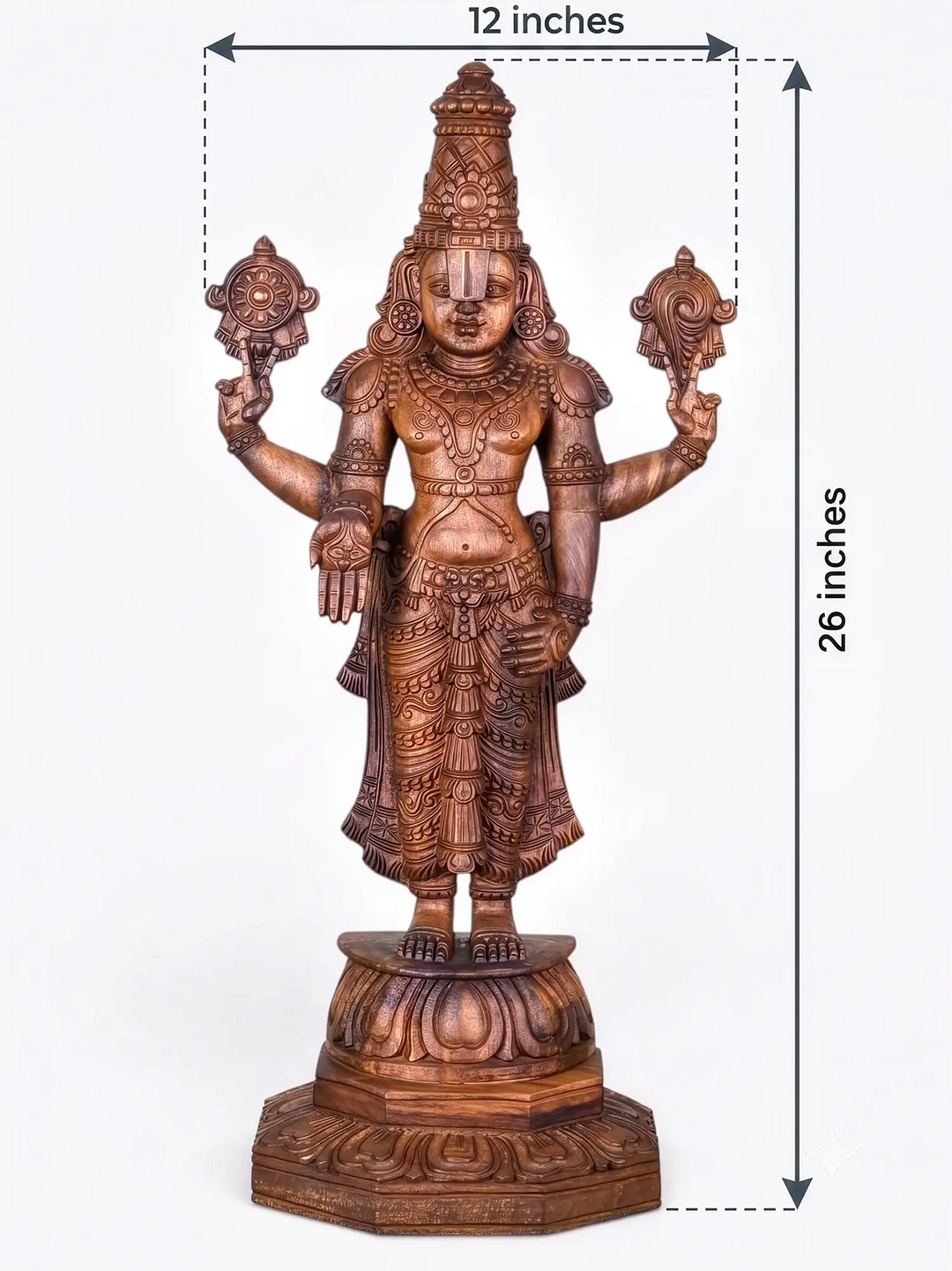 Wooden Tirupati Balaji idol for pooja room decoration