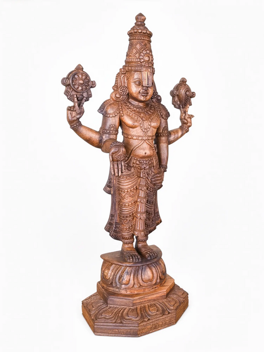 Handmade Wooden Balaji idol with detailed craftsmanship