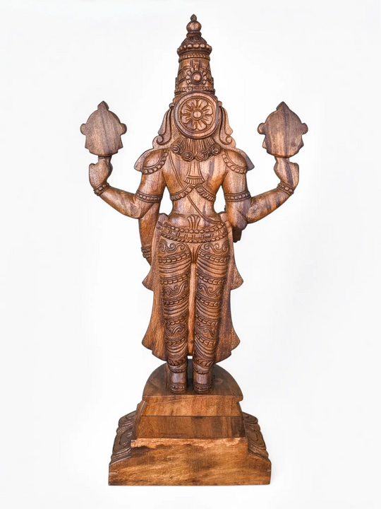 Traditional Wooden Tirupati Balaji sculpture handmade by Indian artisans