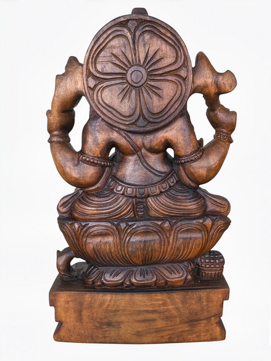 South Indian wooden Ganesha carving with wooden polish