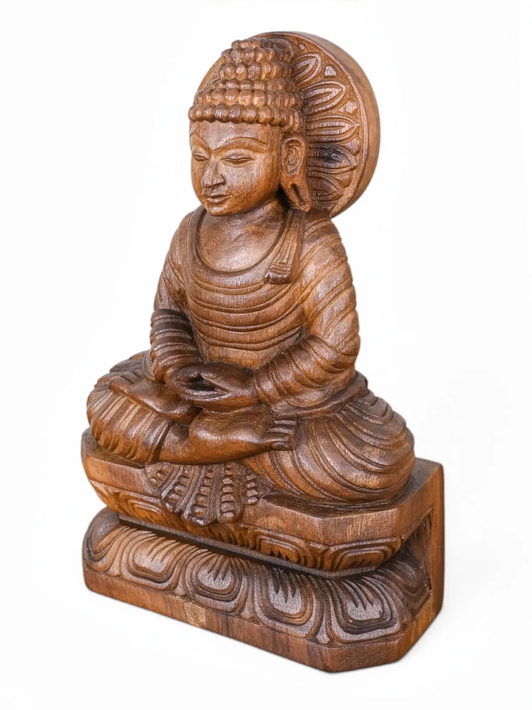 Wooden Buddha statue for office and yoga studio decoration