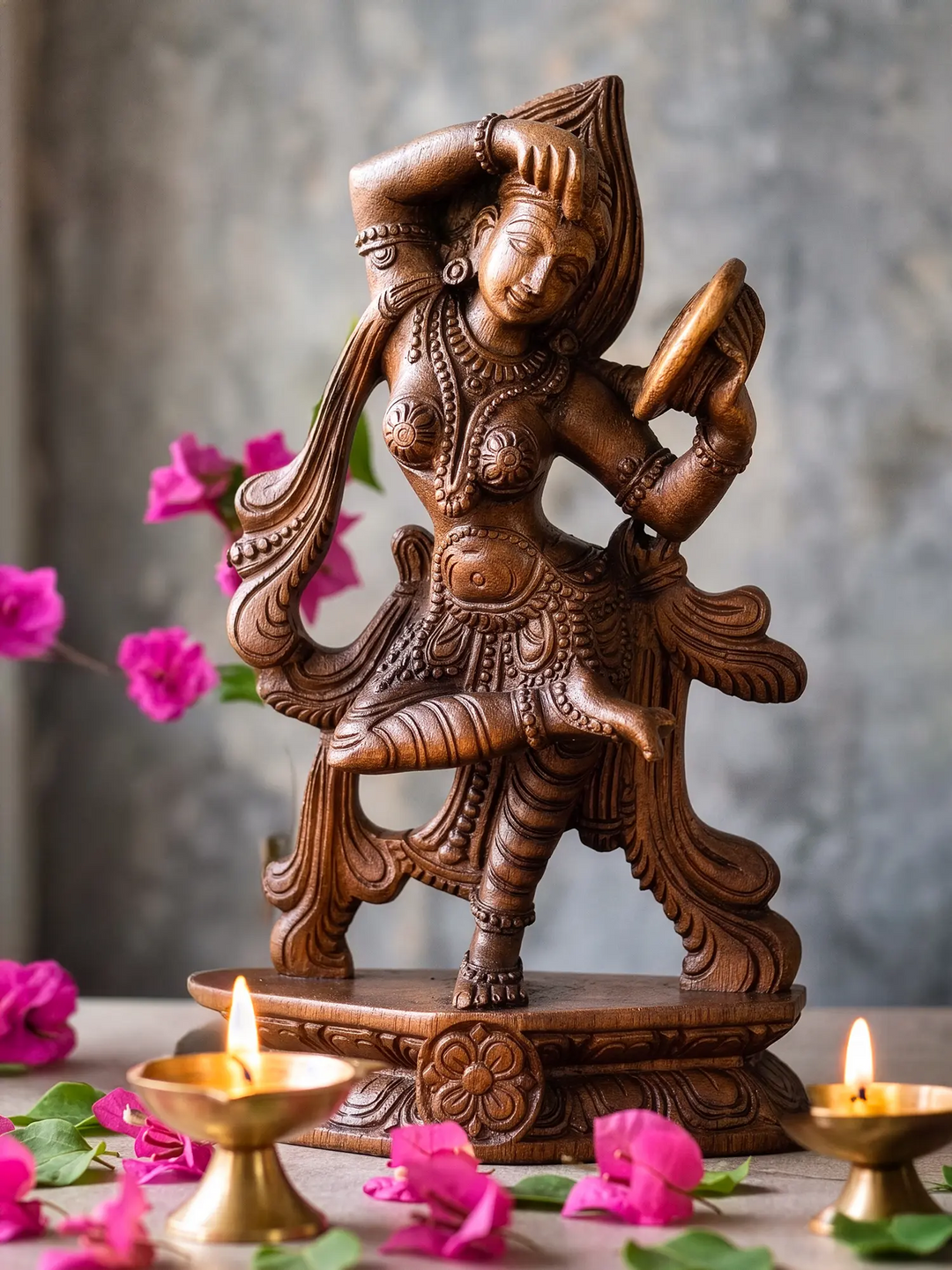 Premium handcrafted wooden decorative dancer statue for interiors.