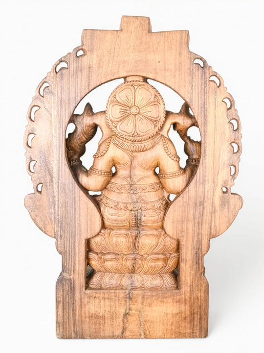 Hand carved Vinayagar wooden idol for home temple decoration.