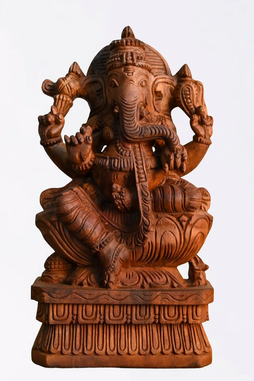 Handcrafted Ganapati wooden panel inspired by South Indian temple art