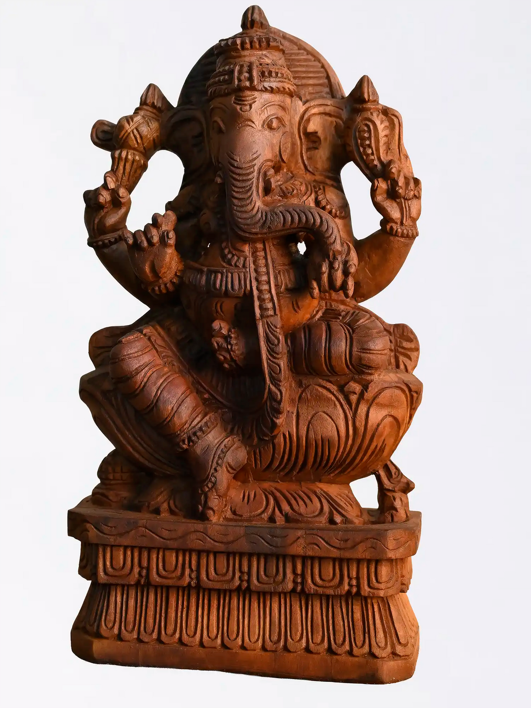 Wooden Ganesha Idol for Gifting & Table Decor -Handmade Vinayaga 18"