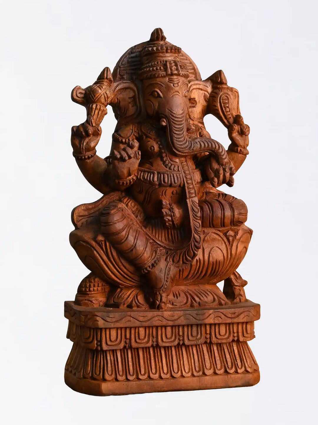 Handcrafted Ganapati wooden panel inspired by South Indian temple art