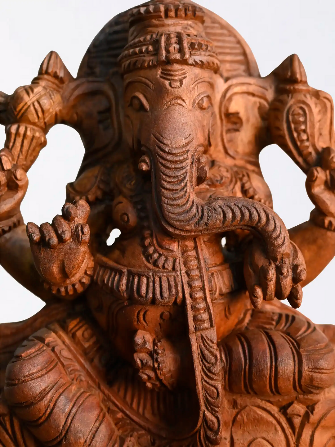 Wooden Ganesha Idol for Gifting & Table Decor -Handmade Vinayaga 18"