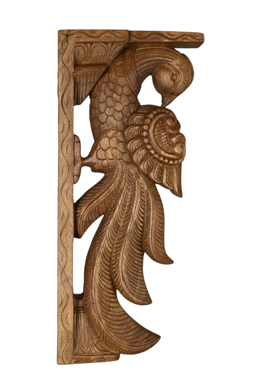 Decorative wooden peacock corbels for traditional Indian interiors