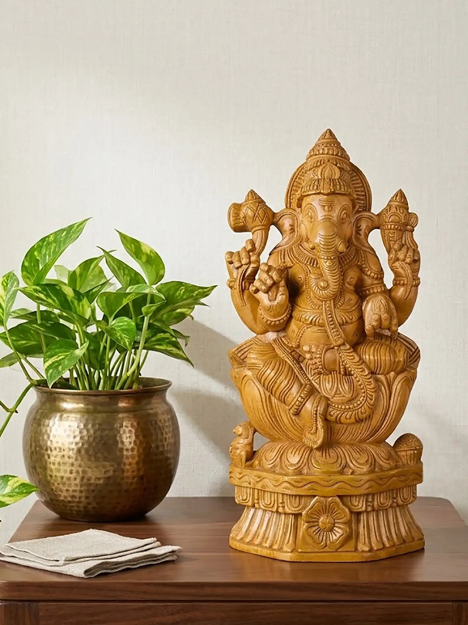 Handcrafted Vinayaga Ganapathi wooden statue