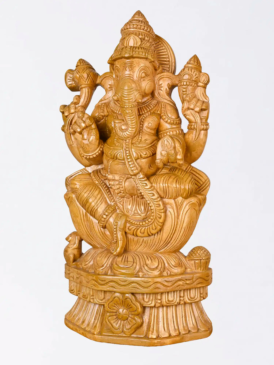 Traditional Ganapathi wooden idol for home decor