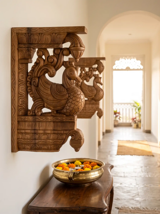 Hamsa wooden corbels wall brackets with traditional carving