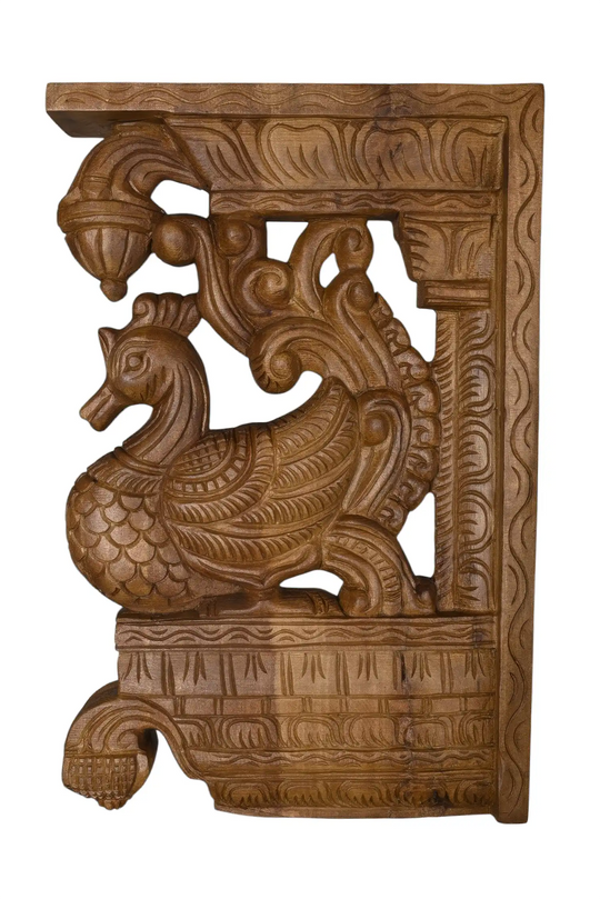 Traditional wooden Hamsa brackets for temple architecture