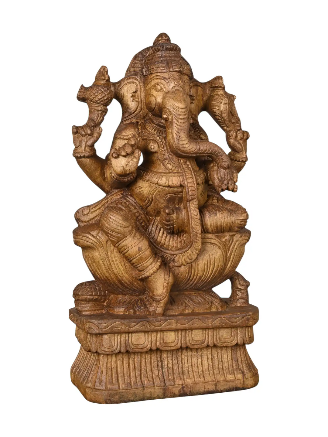 Carved wooden Ganesha Moorthi for temple interior