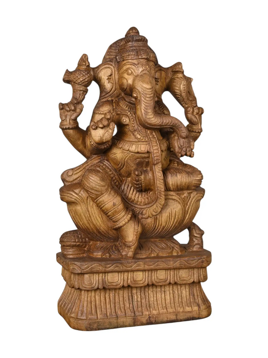 Carved wooden Ganesha Moorthi for temple interior