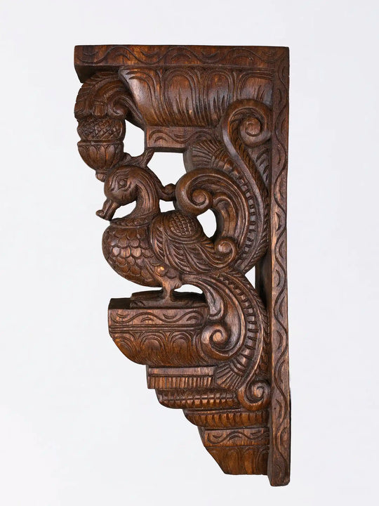 Traditional South Indian wood carved Hamsa corbel