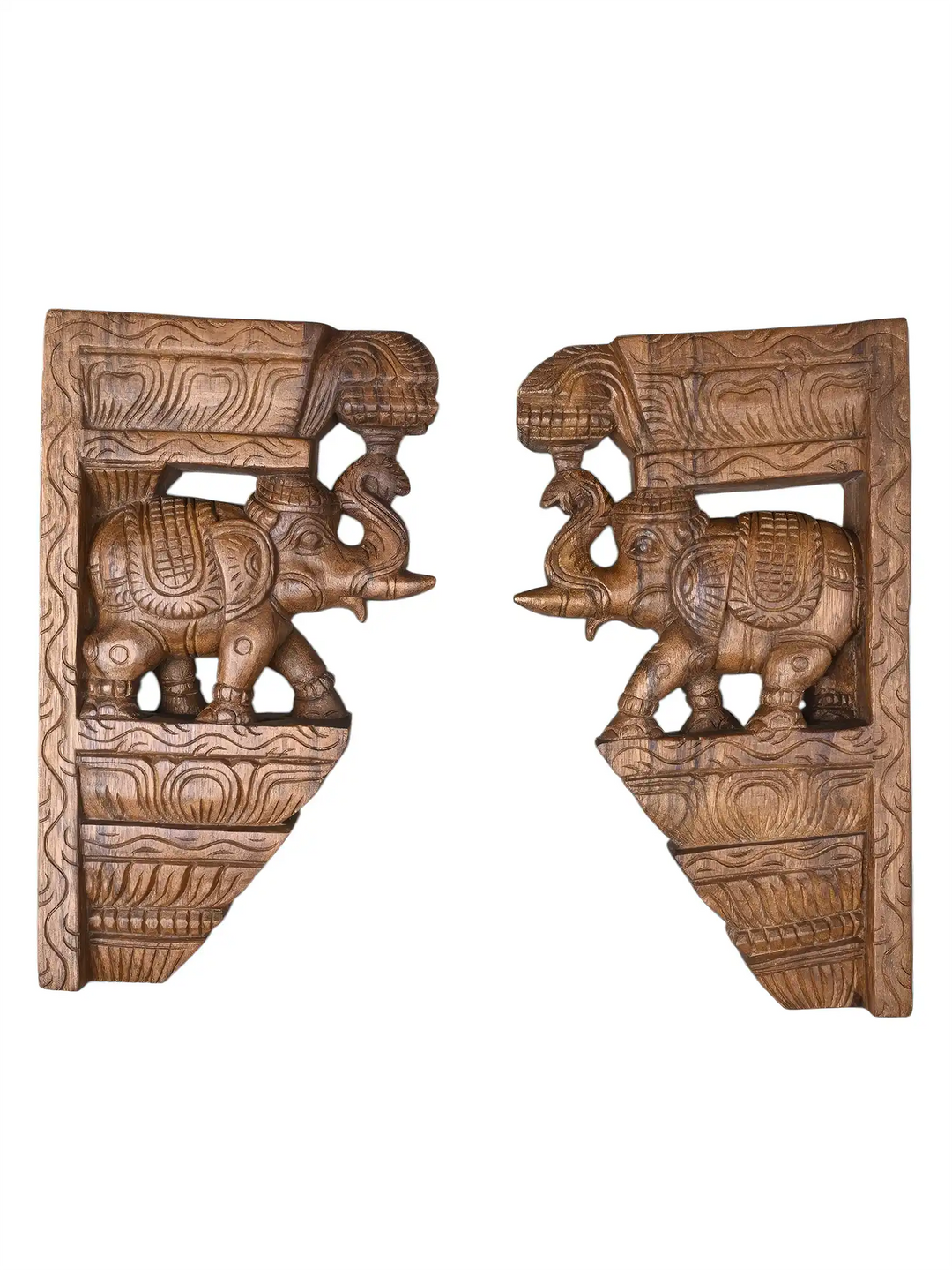 Indian Temple Style Elephant Corbels for Wooden Architecture 18"