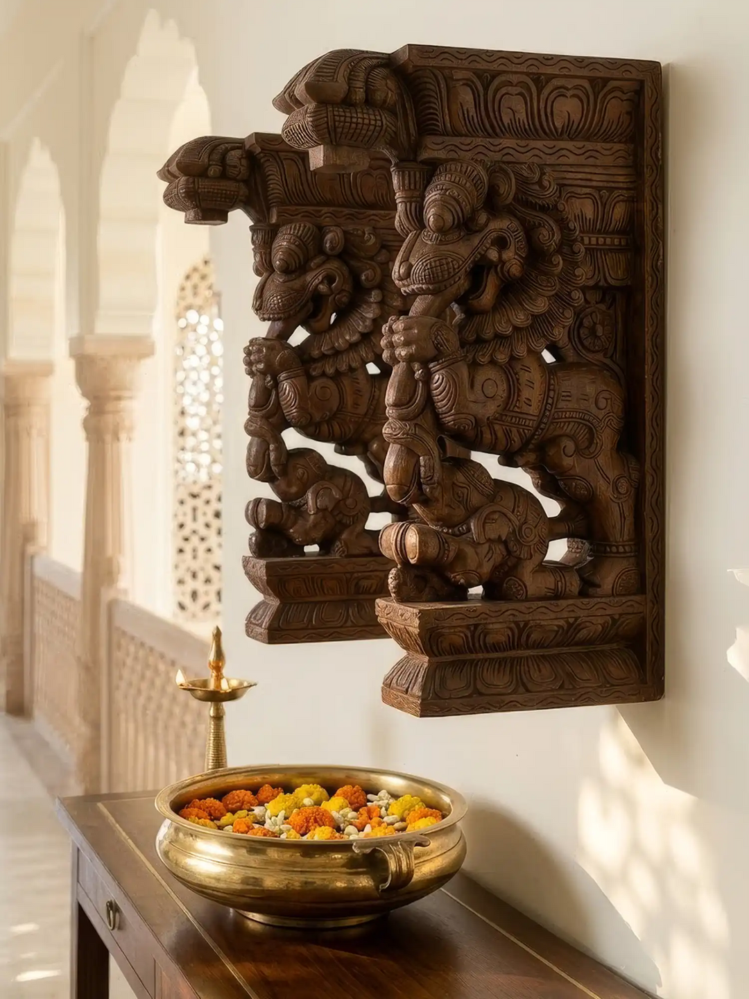 Premium handcrafted Yaali elephant wooden wall decor