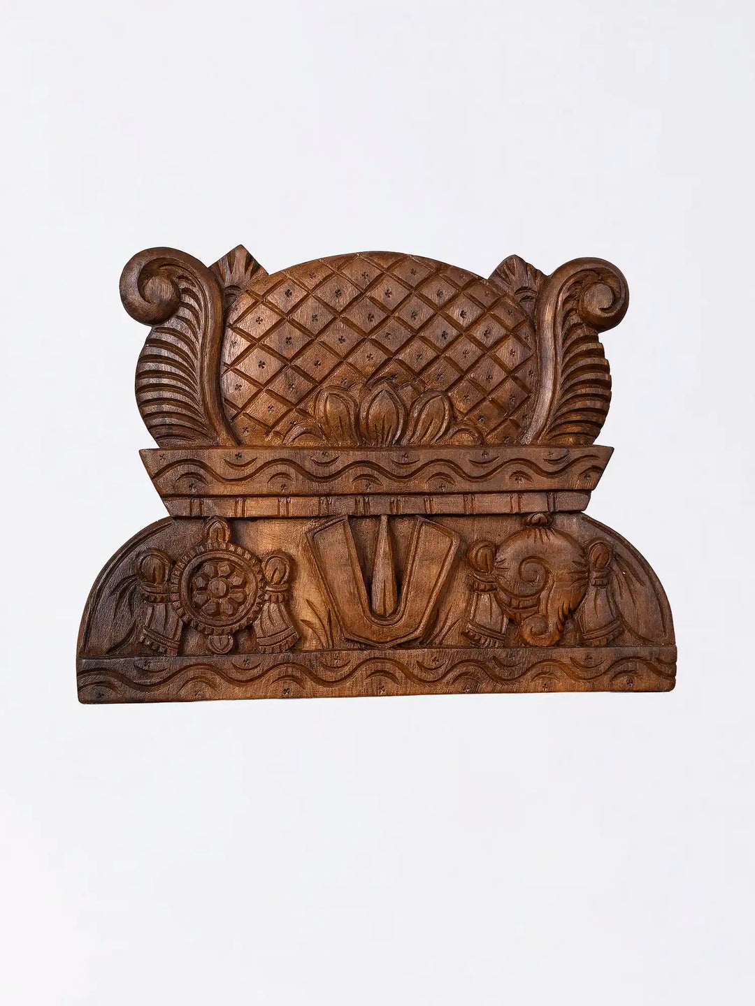 Hand-carved Gopuram wooden wall art for traditional interiors