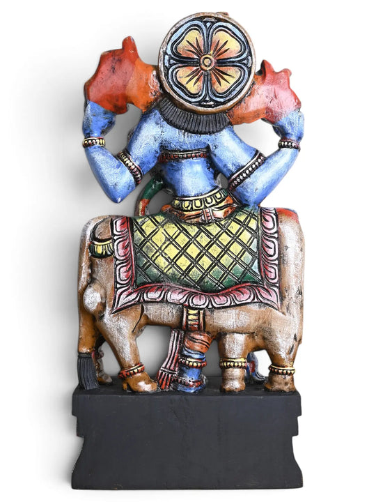 Multicoloured Krishna Wooden Sculpture – Indian Traditional Decor 24"