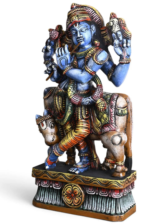 Handmade colourful Krishna statue
