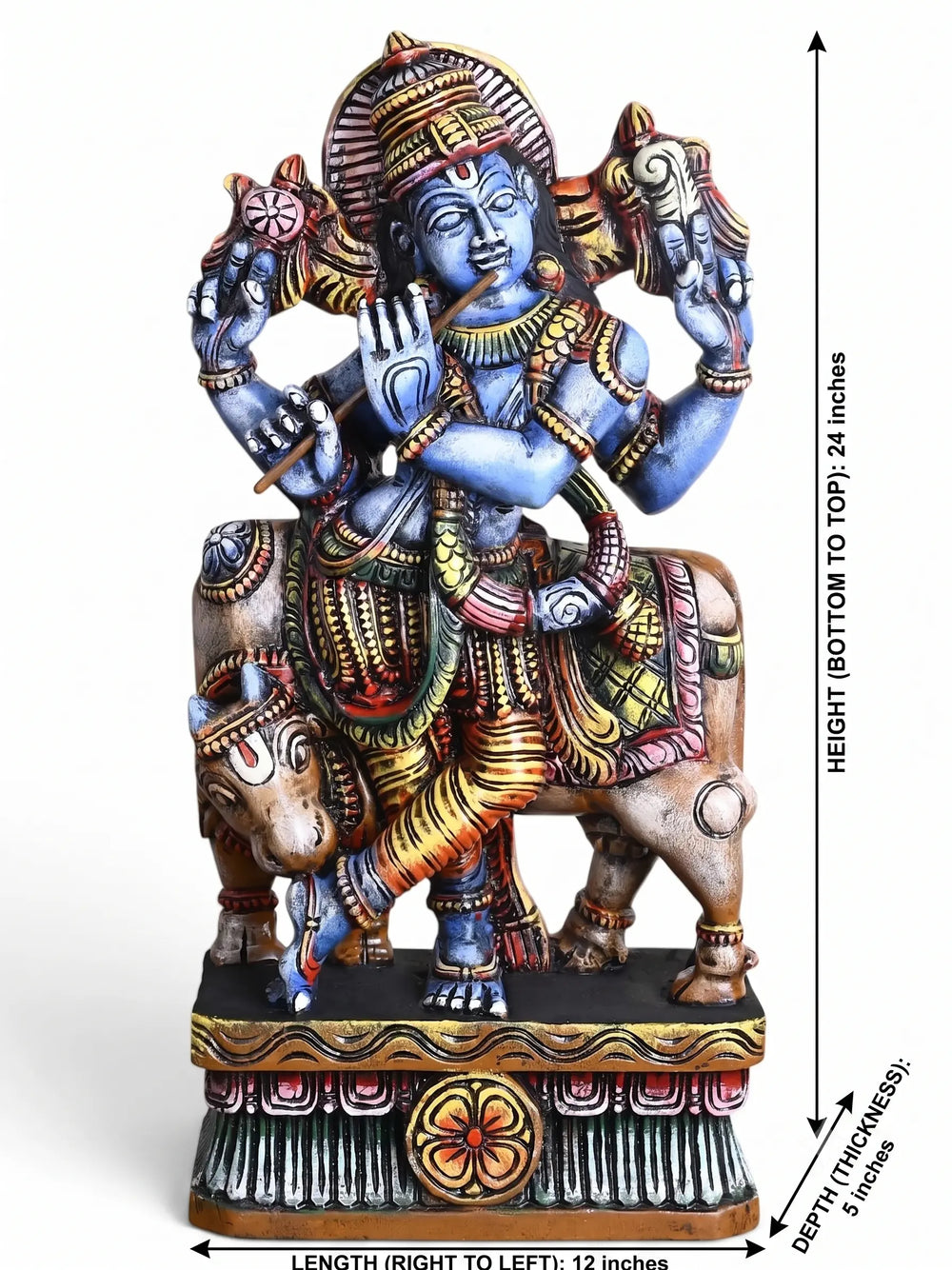 Indian traditional wooden Krishna wall decoration