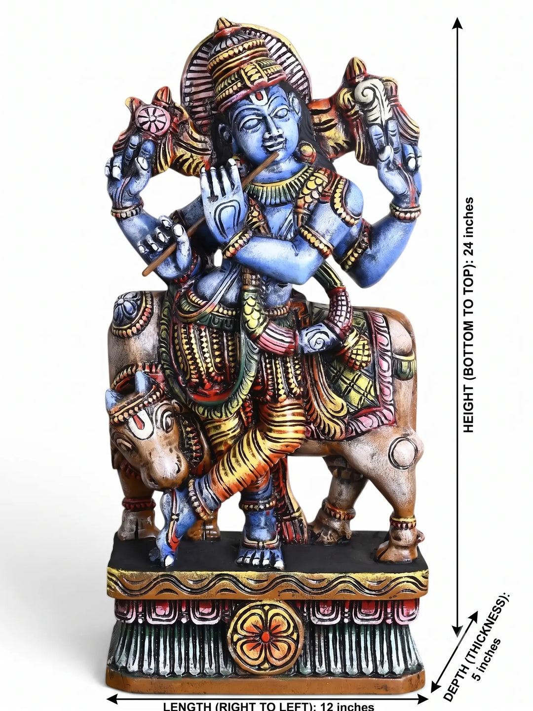 Indian traditional wooden Krishna wall decoration