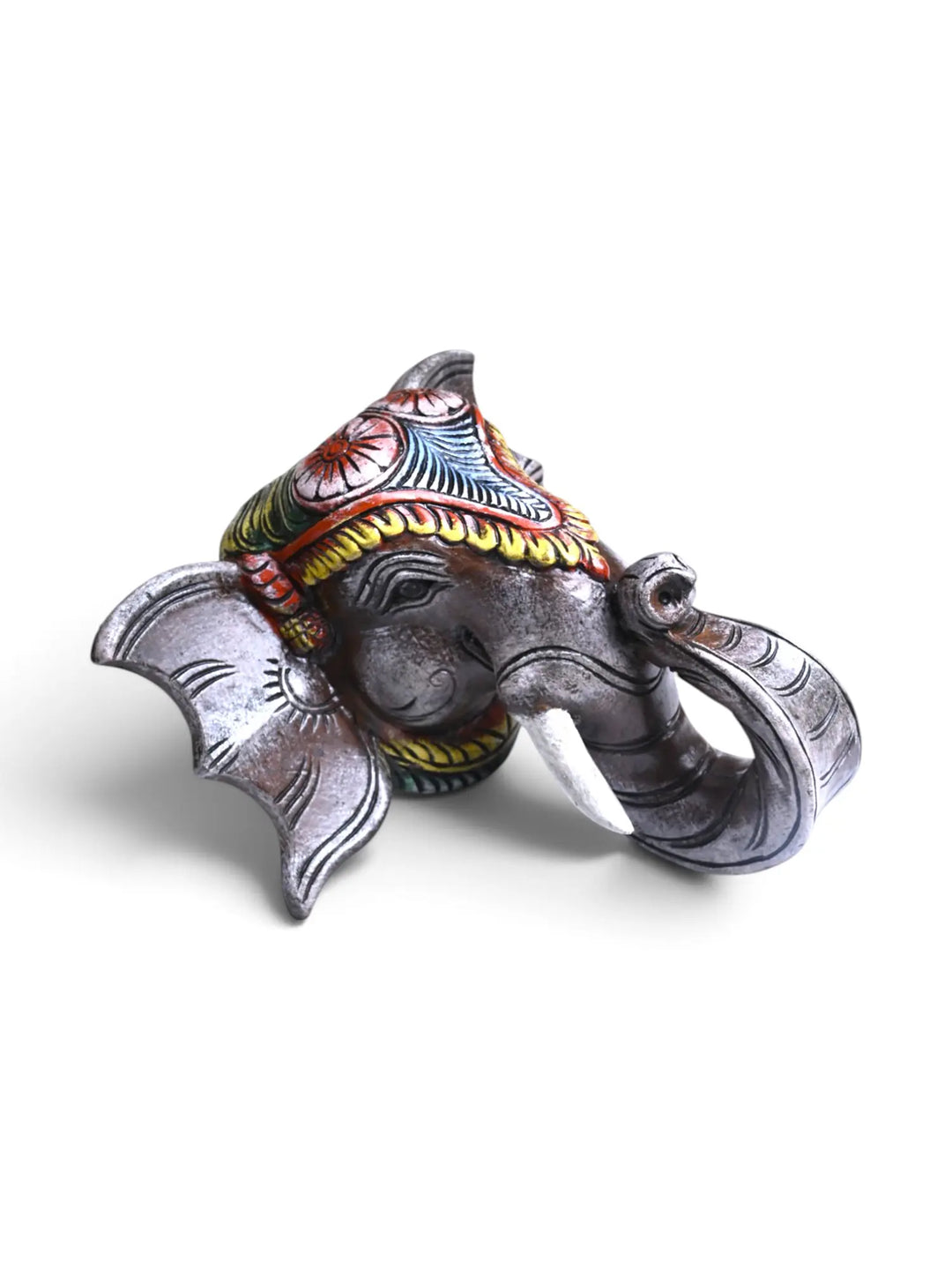 Handmade multicoloured elephant wall sculpture