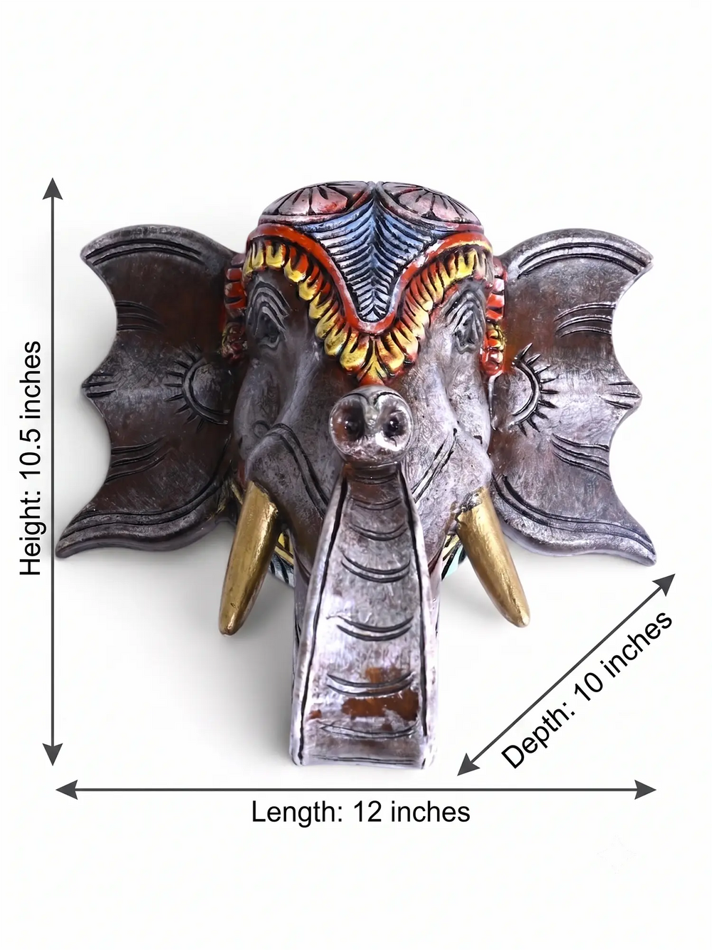 Handmade multicoloured elephant wall sculpture