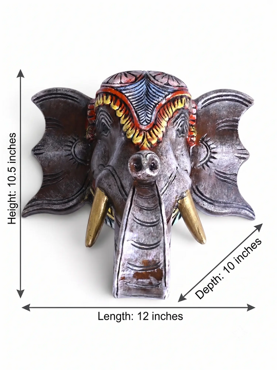 Handmade multicoloured elephant wall sculpture