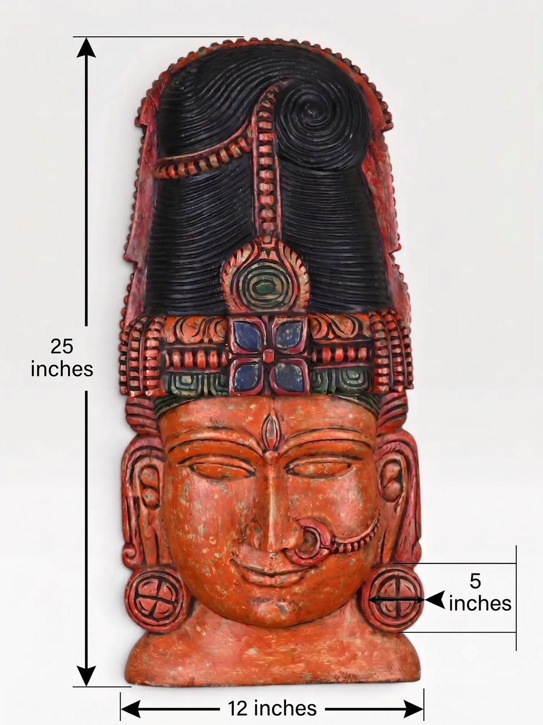 Artisan Crafted Parvathy Devi Wooden Wall Mask