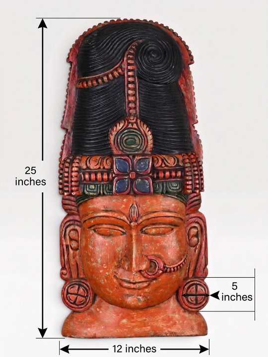 Artisan Crafted Parvathy Devi Wooden Wall Mask