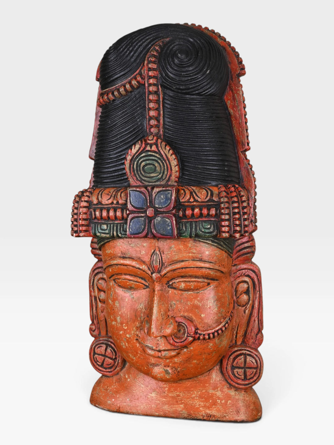 Handcrafted Wooden Parvathy Face Mask for Wall Decor