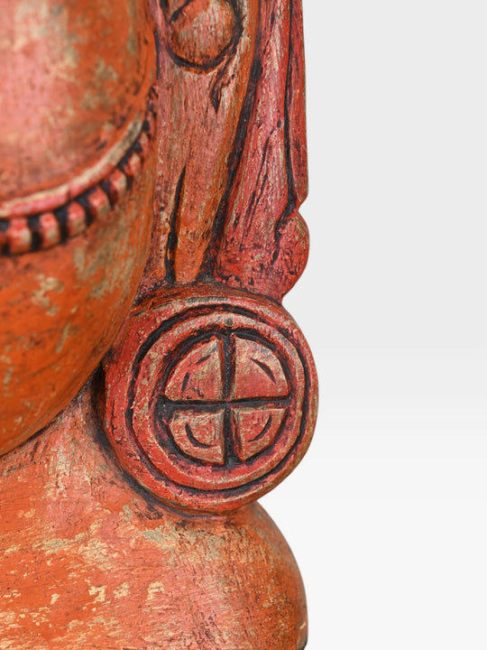 Parvathy Devi Handcrafted Wooden Sculpture – Traditional Indian Goddess Wall Art 25"