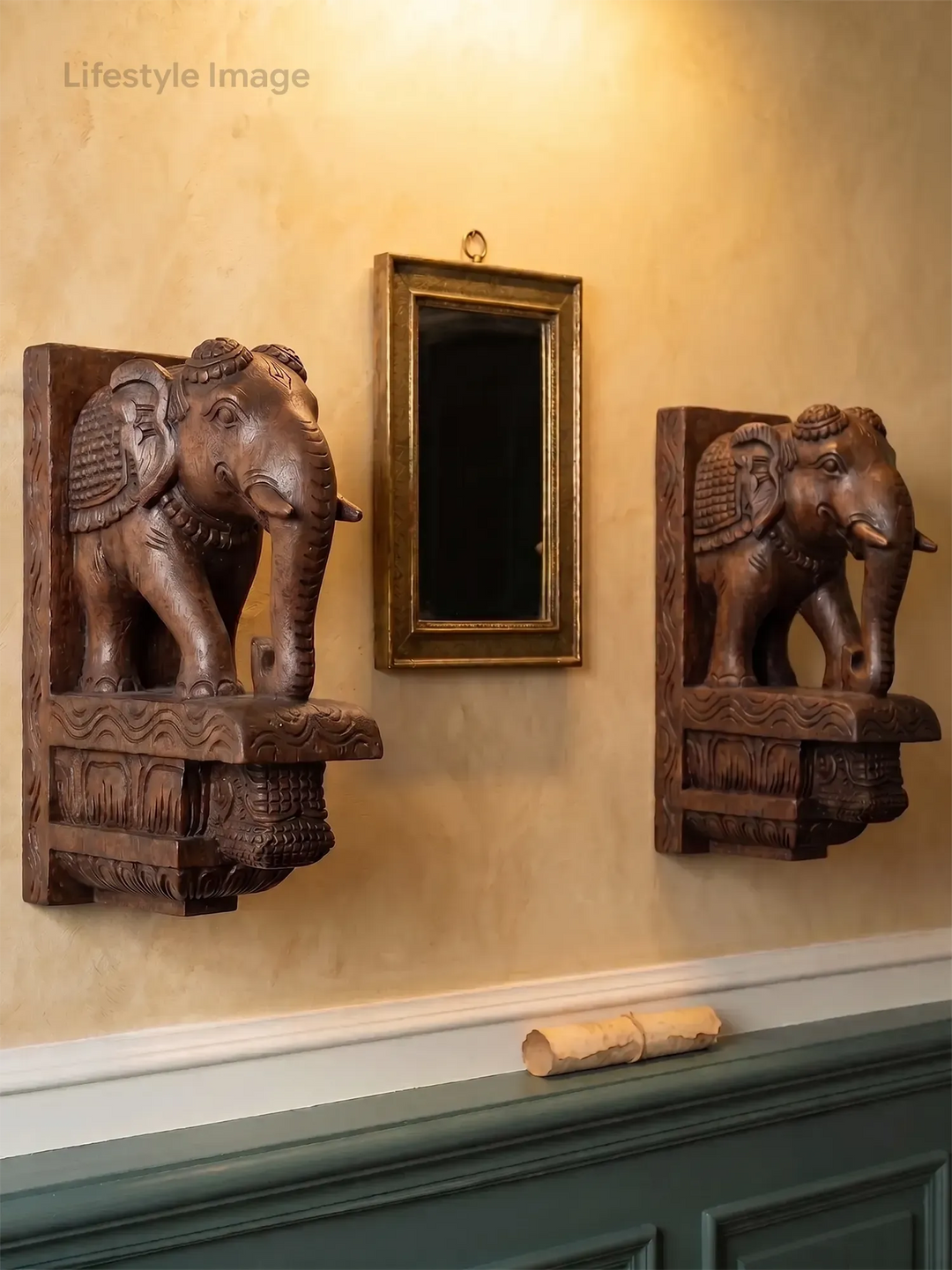 Handcrafted Wooden Elephant Wall Hanging Bracket