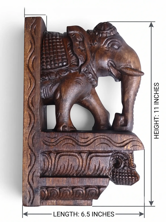 Wooden elephant Bracket Side View With Dimesion