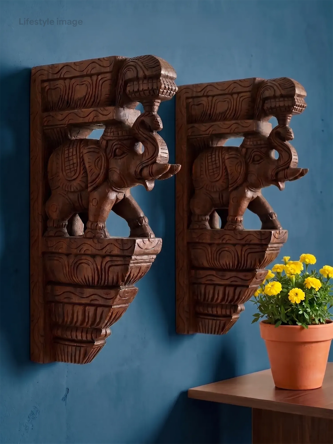 Decorative Wooden Elephant Wall Mount
