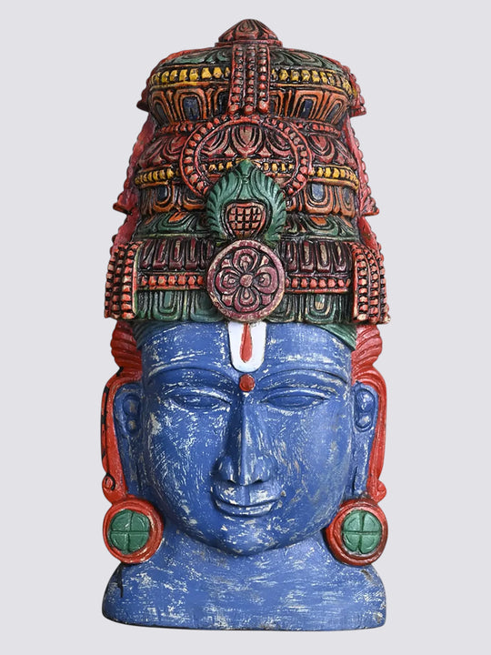 Traditional Multicoloured Wooden Vishnu Face Mask