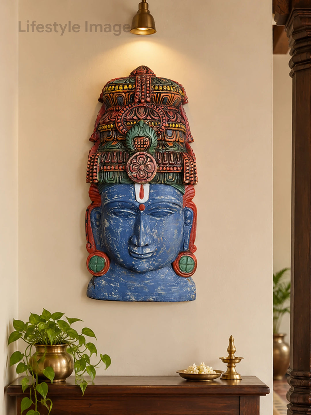 Handcrafted Multicoloured Vishnu Mask Wall Mount