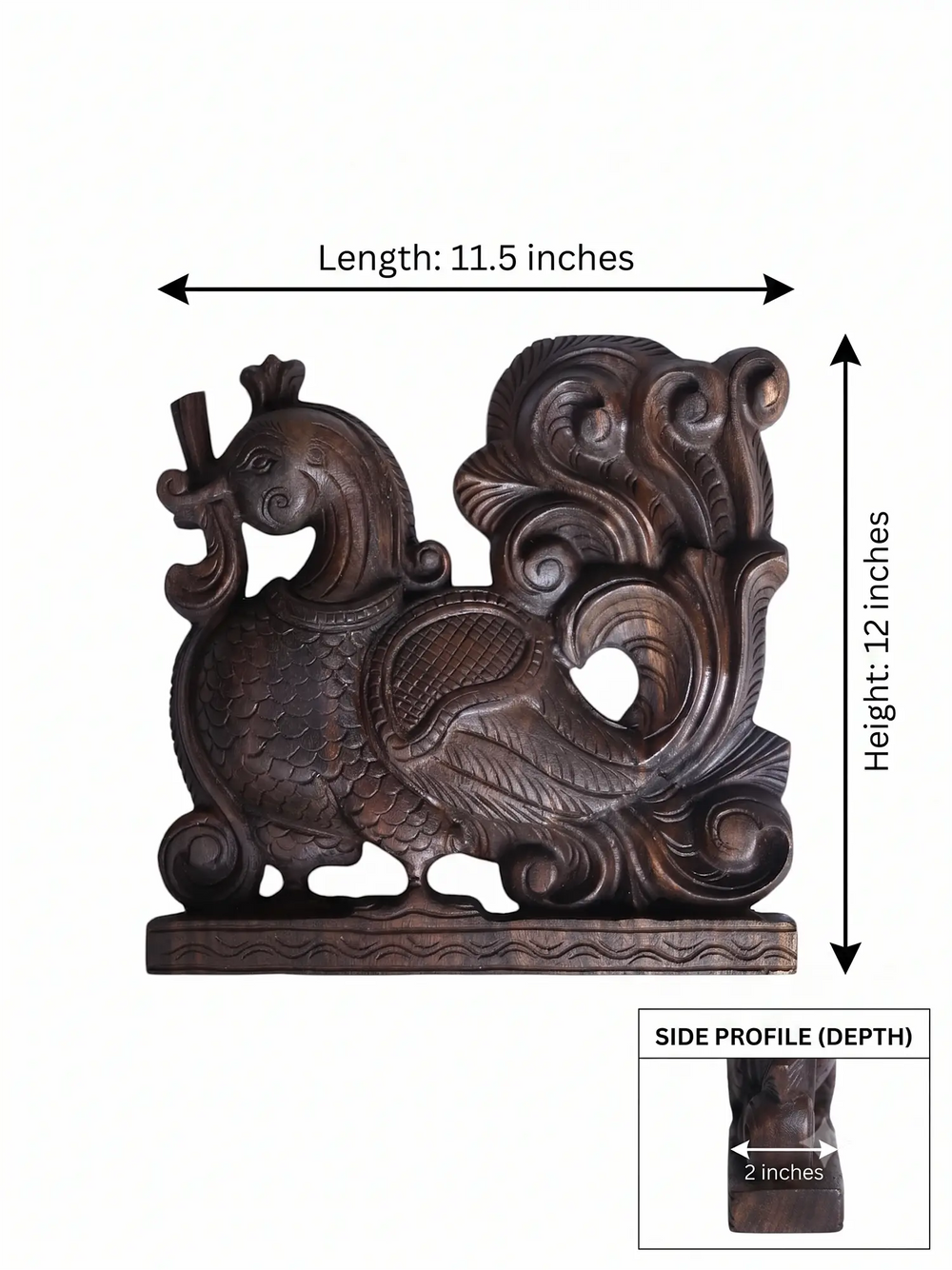 Wooden Hamsa wall brackets Dimension Detailed view