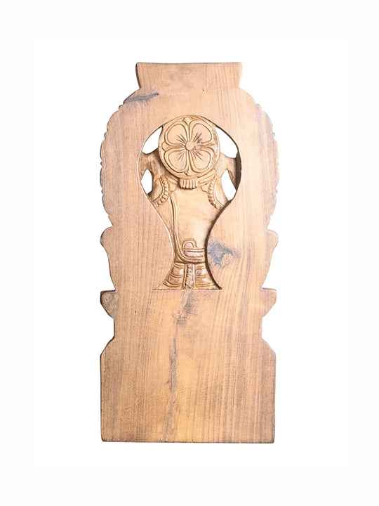 Handcrafted wooden Prabavali Ganesh sculpture 25"
