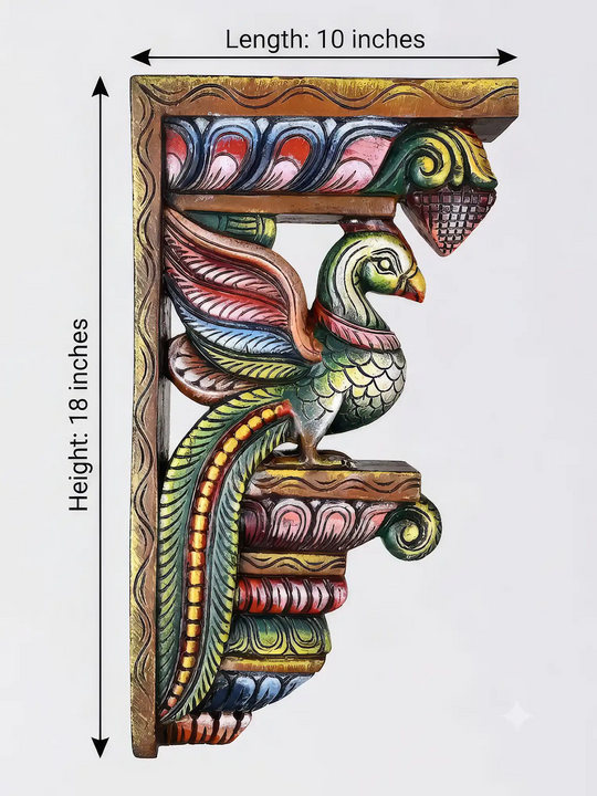 Colourful wooden parrot corbel for arches and pillars