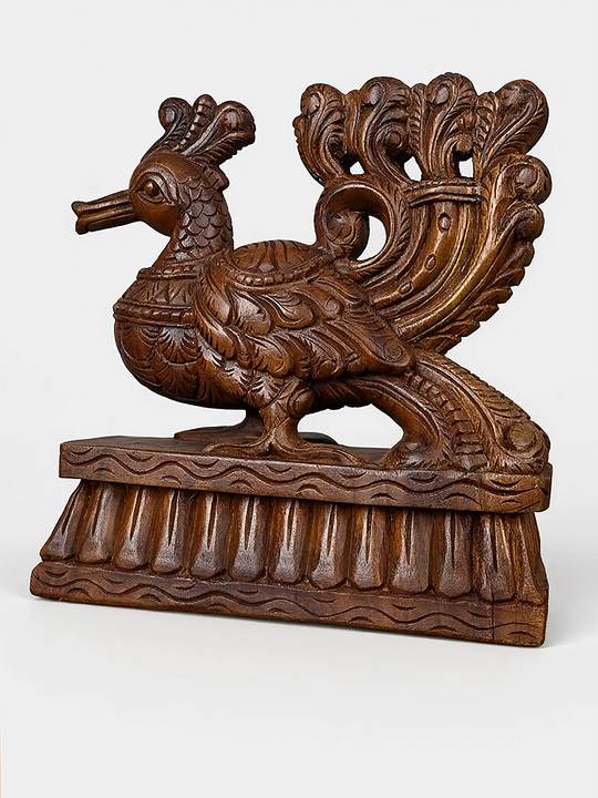 Traditional handmade wooden bird sculpture