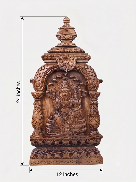 Lord Lakshmi Narasimha wooden wall hanging