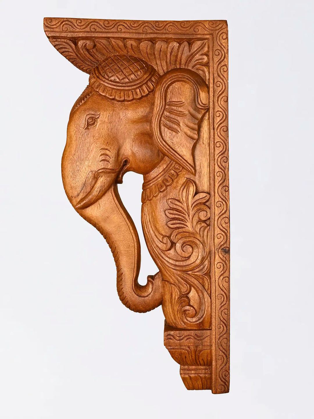 Handmade wooden elephant architectural corbel