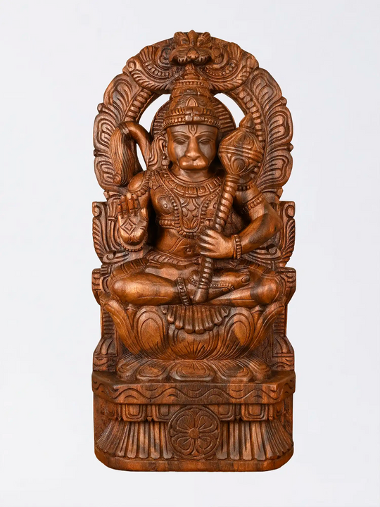 Traditional Indian wooden Hanuman sculpture