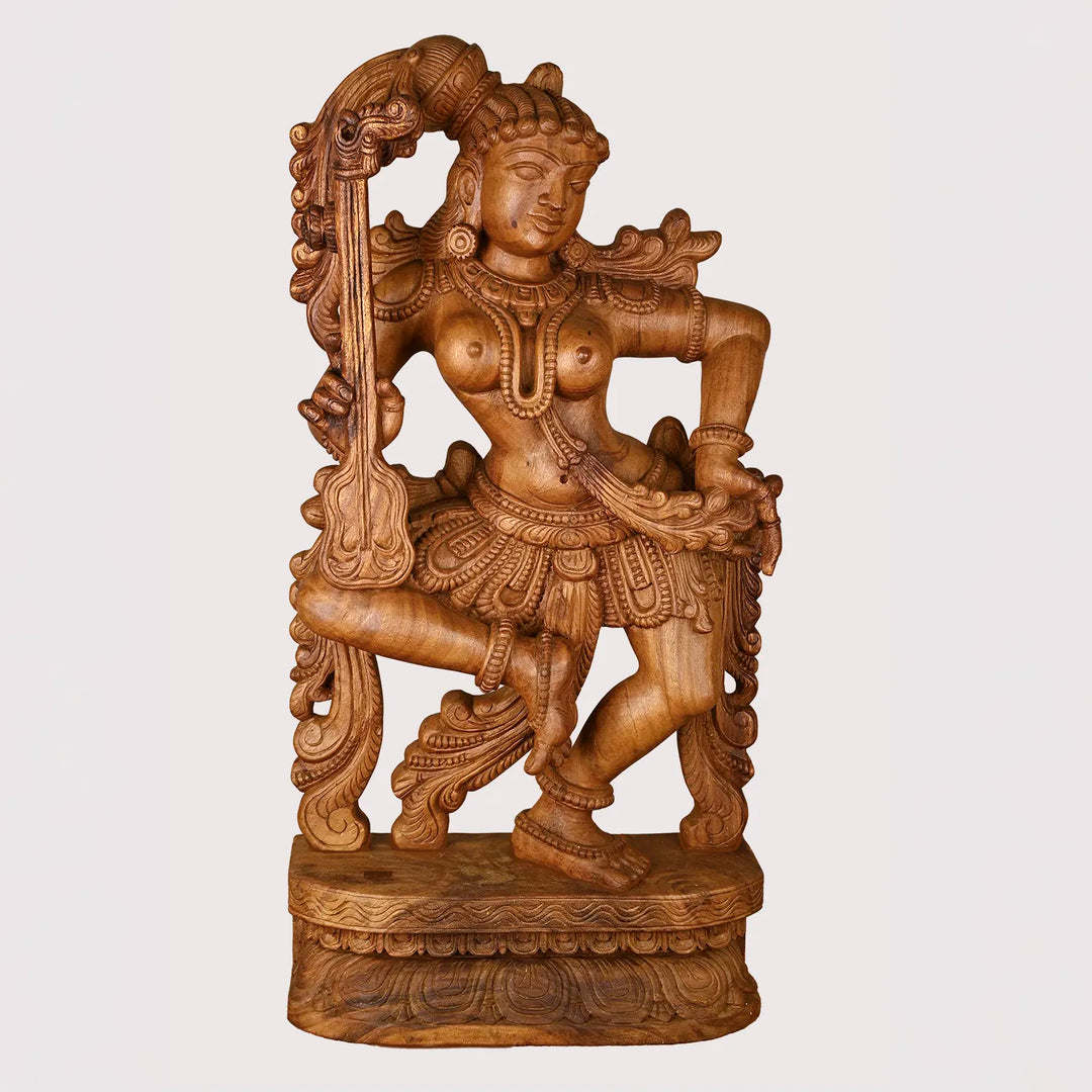Wooden Dancing Musical Apsara Sculpture